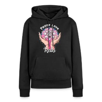 Fleur de Lotus Reiki Master Cadeau - Sweat à capuche Premium bio Femme - noir - Devant - Julia (174cm)