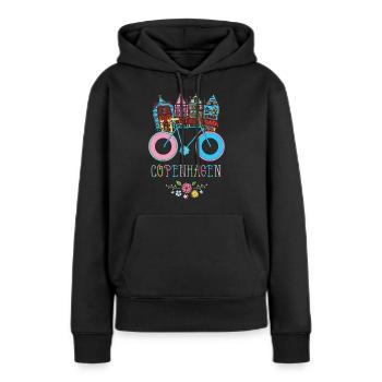 Floral Copenhague Danemark Souvenir danois - Sweat à capuche Premium bio Femme - noir - Devant - Julia (174cm)