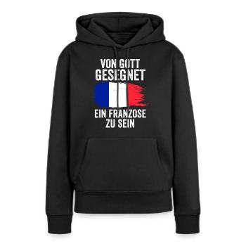 Frankreich Franzose Französisches - Frauen Premium Bio Hoodie - Schwarz - Vorne - Julia (174cm)