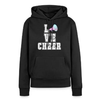 Liebes-Beifall Cheerleader-Mädchen-Megaphon - Frauen Premium Bio Hoodie - Schwarz - Vorne - Julia (174cm)