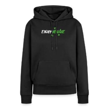 enjoy veggie - Frauen Premium Bio Hoodie - Schwarz - Vorne - Julia (174cm)
