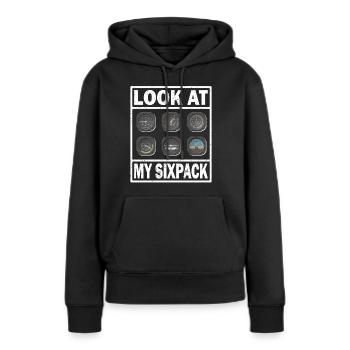 Pilot Look My Sixpack Airplane Aviation Flyer - Women’s Premium Organic Hoodie - black - Front - Julia (174cm)