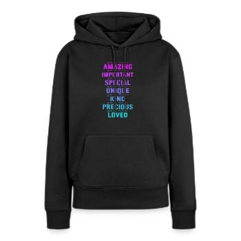 Motivation - Sweat à capuche Premium bio Femme - noir - Devant - Julia (174cm)