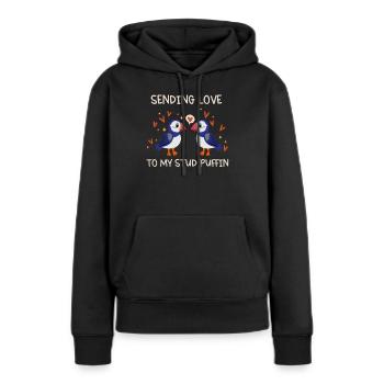 Sending Love To My Stud Puffin Liebe Beziehung - Frauen Premium Bio Hoodie - Schwarz - Vorne - Julia (174cm)