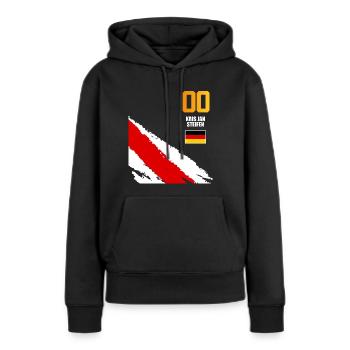 Sauftrikot Deutschland Kris Jan Steifen - Frauen Premium Bio Hoodie - Schwarz - Vorne - Julia (174cm)