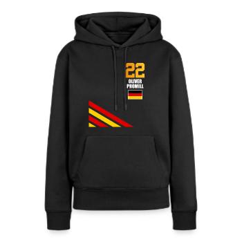 Sauftrikot Deutschland Oliver Promill - Frauen Premium Bio Hoodie - Schwarz - Vorne - Julia (174cm)