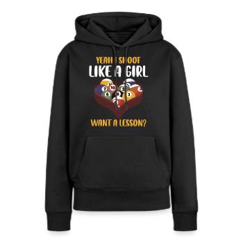 Je tire comme un cadeau de billard de fille - Sweat à capuche Premium bio Femme - noir - Devant - Julia (174cm)