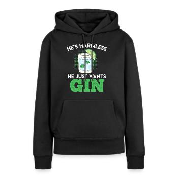 Der will nur Gin trinken Gin - Frauen Premium Bio Hoodie - Schwarz - Vorne - Julia (174cm)