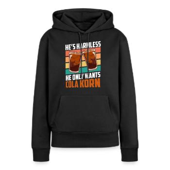 Der will nur Cola Korn - Frauen Premium Bio Hoodie - Schwarz - Vorne - Julia (174cm)