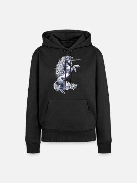 Mythisches magisches Einhorn - Frauen Premium Bio Hoodie - Schwarz