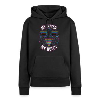 DJ Tshirt for Party Disc Jockey Rave Techno Mixer - Women’s Premium Organic Hoodie - black - Front - Julia (174cm)