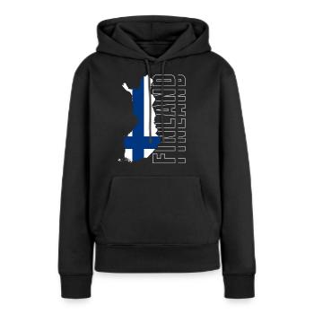 Finlande - Sweat à capuche Premium bio Femme - noir - Devant - Julia (174cm)