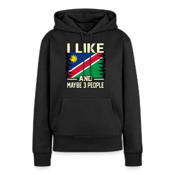 Namibia - Frauen Premium Bio Hoodie - Schwarz - Vorne - Julia (174cm)