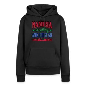 Namibia - Frauen Premium Bio Hoodie - Schwarz - Vorne - Julia (174cm)
