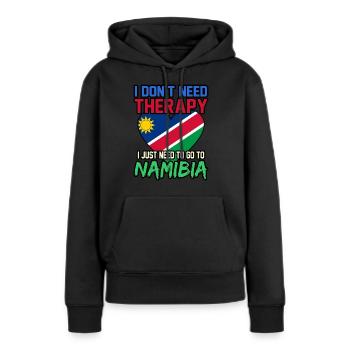 Namibia - Frauen Premium Bio Hoodie - Schwarz - Vorne - Julia (174cm)
