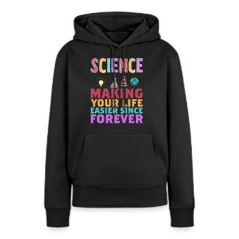 La science vous facilite la vie Drôle - Sweat à capuche Premium bio Femme - noir - Devant - Julia (174cm)