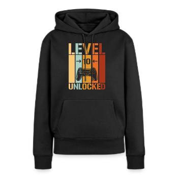 10. Geburtstag Level 10 unlocked - Frauen Premium Bio Hoodie - Schwarz - Vorne - Julia (174cm)
