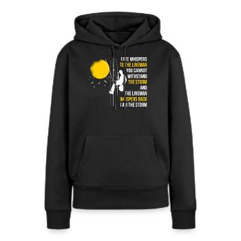 Je suis le cadeau électif Storm Lineman - Sweat à capuche Premium bio Femme - noir - Devant - Julia (174cm)