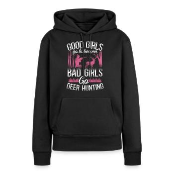 Cerf cerf chasse chasseur fille - Sweat à capuche Premium bio Femme - noir - Devant - Julia (174cm)