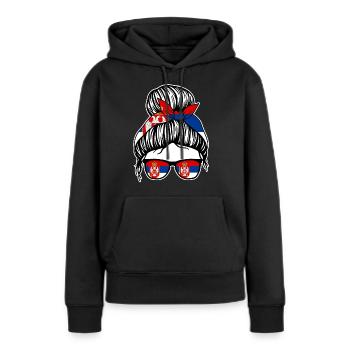 Serbe Serbe Serbie - Sweat à capuche Premium bio Femme - noir - Devant - Julia (174cm)