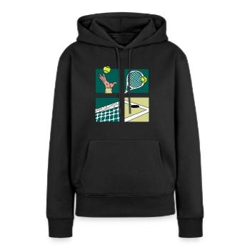 Tennisspieler Geschenk Comic Tennis Turnier Pokal - Frauen Premium Bio Hoodie - Schwarz - Vorne - Julia (174cm)