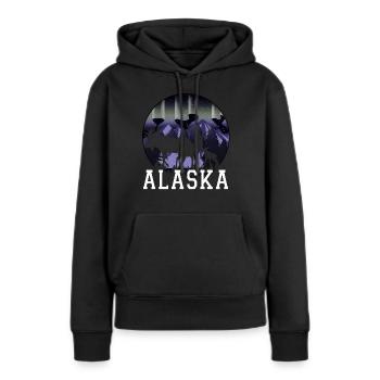 Alaska - Sweat à capuche Premium bio Femme - noir - Devant - Julia (174cm)