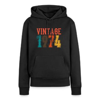 Geburtstag Papa Vintage 1974 - Frauen Premium Bio Hoodie - Schwarz - Vorne - Julia (174cm)