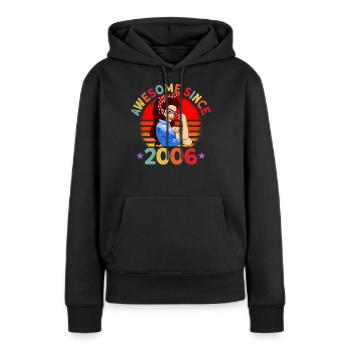 Génial depuis 2006 Femme 16ème anniversaire Cadeau - Sweat à capuche Premium bio Femme - noir - Devant - Julia (174cm)