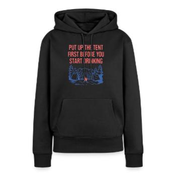 Montez la tente First Camping Beer Lover Camper - Sweat à capuche Premium bio Femme - noir - Devant - Julia (174cm)
