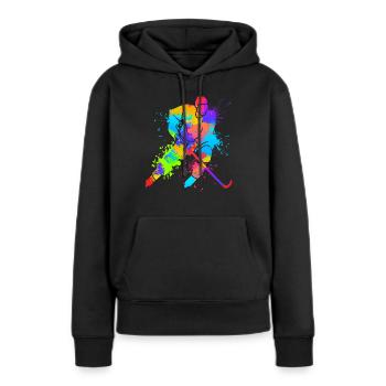 Eishockey Kunst Splash Art Eishockeyspieler - Frauen Premium Bio Hoodie - Schwarz - Vorne - Julia (174cm)