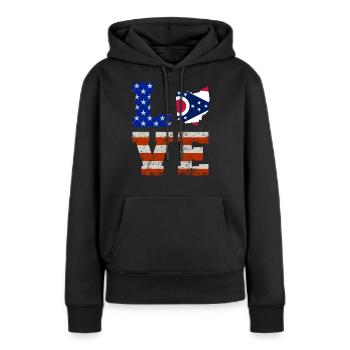 Cadeau d’un résident de l’Ohio - Sweat à capuche Premium bio Femme - noir - Devant - Julia (174cm)