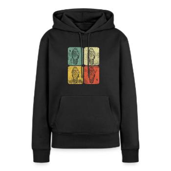 Retro Eiscreme Liebhaber Eis Essen Sommer Eisdiele - Frauen Premium Bio Hoodie - Schwarz - Vorne - Julia (174cm)