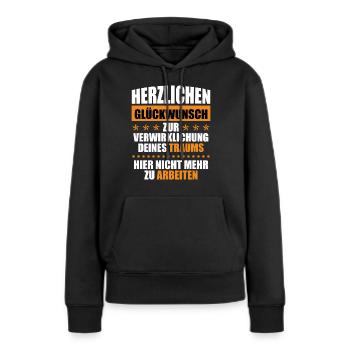 Jobwechsel Arbeitskollege lustig Verabschiedung - Frauen Premium Bio Hoodie - Schwarz - Vorne - Julia (174cm)