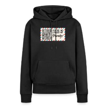 Drôle de lettre Livreur Post Post Cadeaux - Sweat à capuche Premium bio Femme - noir - Devant - Julia (174cm)