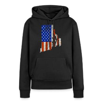Rhode Island Home Usa drapeau cadeau - Sweat à capuche Premium bio Femme - noir - Devant - Julia (174cm)