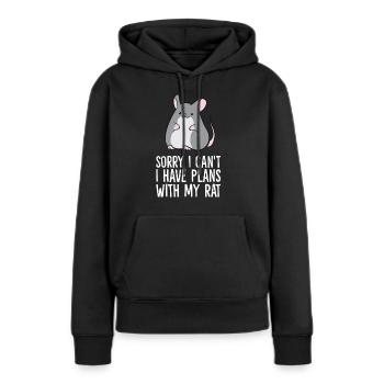 Malheureusement je ne peux pas, j’ai des plans avec mon - Sweat à capuche Premium bio Femme - noir - Devant - Julia (174cm)