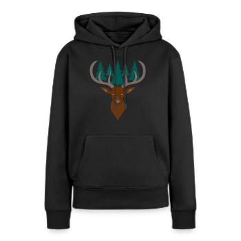 Bois de cerf rouge avec des bois de cerf - Sweat à capuche Premium bio Femme - noir - Devant - Julia (174cm)