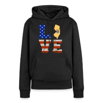 Liebe New Jersey Geschenk - Frauen Premium Bio Hoodie - Schwarz - Vorne - Julia (174cm)