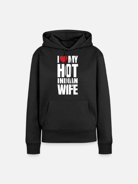 Indisches Ehefrauengeschenk - Frauen Premium Bio Hoodie - Schwarz
