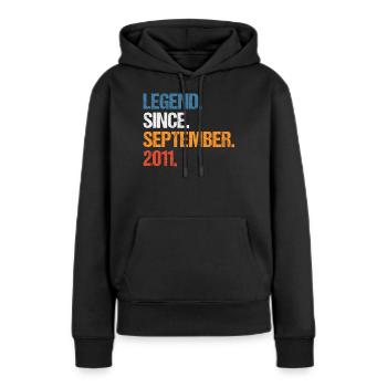 Legend Since September 2011 Geburtstag - Frauen Premium Bio Hoodie - Schwarz - Vorne - Julia (174cm)