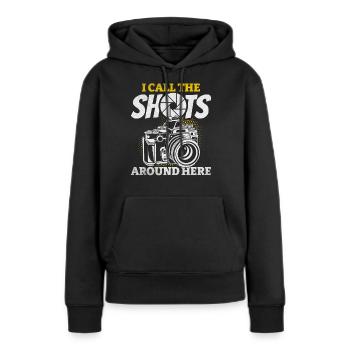 Fotografie Ich nenne die Aufnahmen hier - Frauen Premium Bio Hoodie - Schwarz - Vorne - Julia (174cm)