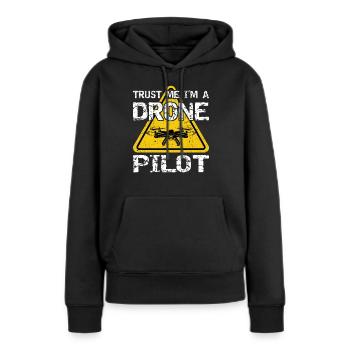 Drohne mit Warnschild Drohnenflieger - Frauen Premium Bio Hoodie - Schwarz - Vorne - Julia (174cm)