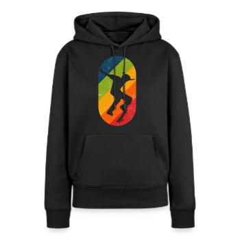 Skateboard Retro Kickflip En Détresse - Sweat à capuche Premium bio Femme - noir - Devant - Julia (174cm)