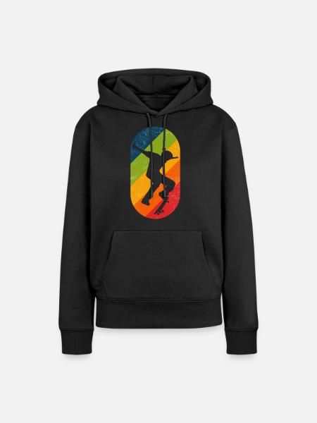 Skateboard Retro Kickflip Distressed - Frauen Premium Bio Hoodie - Schwarz