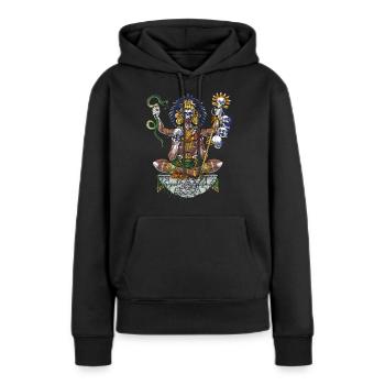 Chaman guerrier aztèque - Sweat à capuche Premium bio Femme - noir - Devant - Julia (174cm)