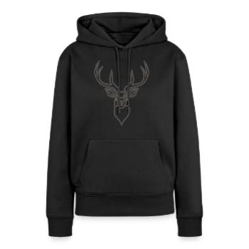 Bois de cerf rouge avec des bois de cerf - Sweat à capuche Premium bio Femme - noir - Devant - Julia (174cm)