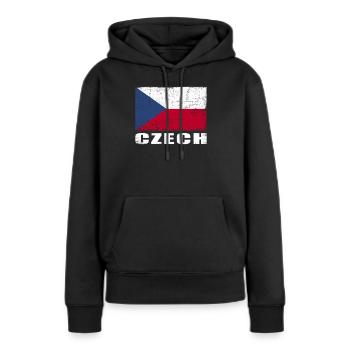 Tschechien Flagge Grunge Tschechien Fahne - Frauen Premium Bio Hoodie - Schwarz - Vorne - Julia (174cm)