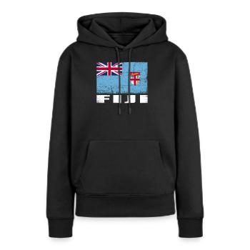 Drapeau des Fidji Grunge Drapeau des Fidji - Sweat à capuche Premium bio Femme - noir - Devant - Julia (174cm)