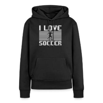 J’adore le football - Sweat à capuche Premium bio Femme - noir - Devant - Julia (174cm)