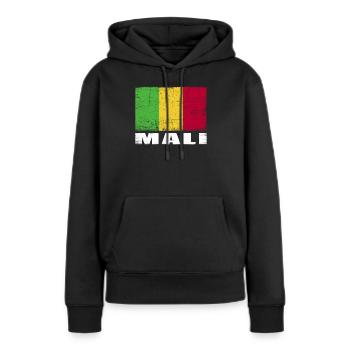 Drapeau du Mali Grunge Drapeau du Mali - Sweat à capuche Premium bio Femme - noir - Devant - Julia (174cm)